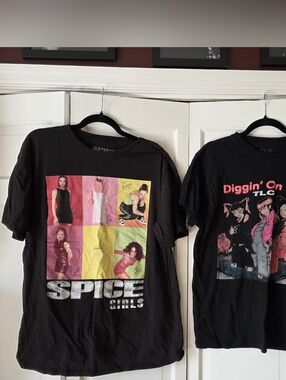 Y2K Pop Icon Tee Bundle – Spice Girls + TLC Graphic Shirts Retro 90s Style